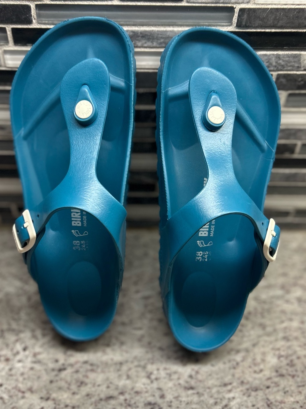 Birkenstock gizeh blue Thong Sandals EVA size 7 - Picture 3 of 7